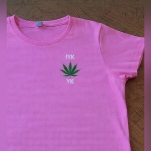 🌲💗 Pink IYKYK Tee with Green Leaf Design